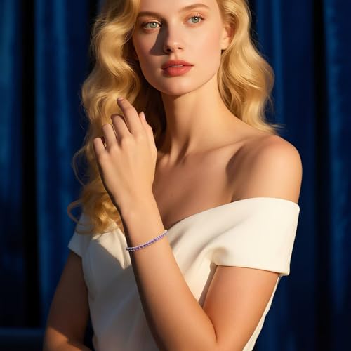 Iefil Tennis Bracelets for Women - Size 6.5" - 7" Sterling Silver Birthstone Bracelet, Anniversary Birthday Gifts for Women4