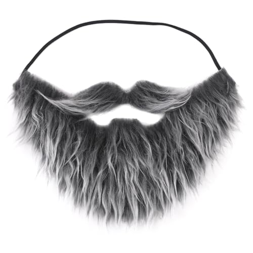 Honcloud Fake Beard with Adjustable Band Fits Costume Matching for Halloween Parties(Gray)