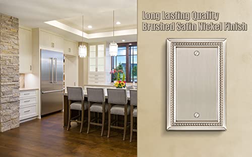 Image of Henne Bery Sunken Pearls Heavy Duty Decorative Wall Plate Switch Plate Outlet Cover (Single Blank, 2 Pack, Satin Nickel)