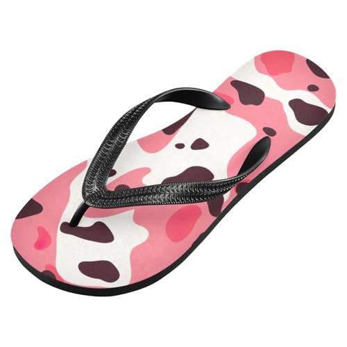 Mens Flip Flops Pink Cow PrintSandal Flip Flops for Women Summer Beach Slipper 214B2864