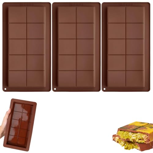 NHQZ Molde de silicona para turrón y chocolate (3 piezas), ideal para decorar tartas y pasteles.