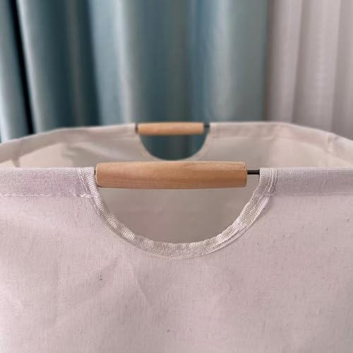 Large Laundry Basket, 9.5 Gallons High Capacity Cube Shaped Foldable Tear-Resistant Large Storage Basket,Wooden Handle Thickened Fabric Fabric Laundry Hampers for Laundry Room Bathroom - image 7