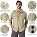 linlon Safari Shirt Men Short Sleeve UPF 50 UV Sun Protection Quick Dry Hiking Fishing Shirts #5023-Dark Khaki-XL