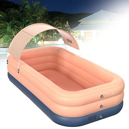 BEIJIAYI Piscina para Niños con Toldo, Inflable Engrosado Piscina Infantil Familiar para Niños, Fiesta Agua Verano Jardín Trasero, Inflación con Un Clic,Pink-2.1M Cover