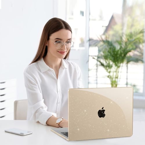 Image of EooCoo Case Compatible with MacBook Air 15 inch M5 2026 2025-2023 Release M4 M3 M2 Model A3448 A3241 A3114 A2941, Plastic Hard Shell Case & Keyboard Cover & Screen Protector, Sparkly Starlight