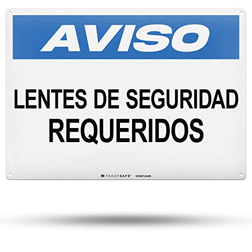 Panneau de sécurité lunettes obligatoires TRADESAFE en aluminium réfléchissant 35x25 cm