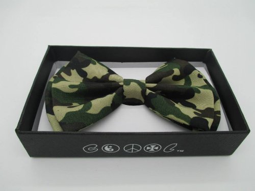 Men's Classic Style Check Polyester Wedding Bow Tie-Camo Design