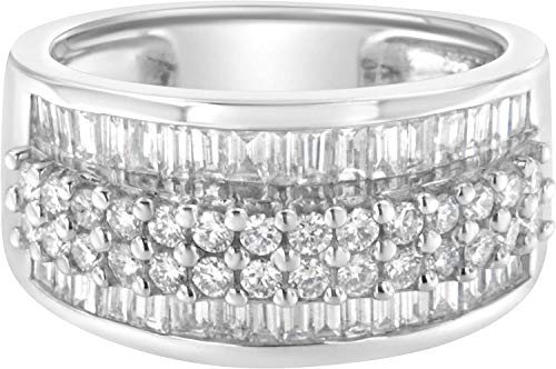 Original Classics 14K White Gold Round and Baguette Diamond Ring (1 1/2 Cttw, F-G Color, SI1-SI2 Clarity) - Size 7