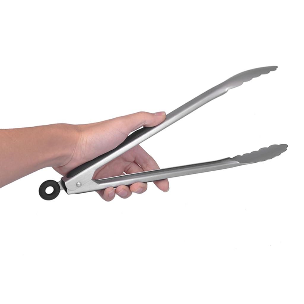 Pinze da cucina per barbecue, pinze da cucina in acciaio inox per grigliare, servire e friggere, perfette per picnic e campeggio