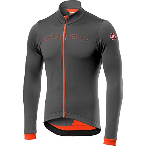 Castelli - Fondo Jersey FZ, Camiseta para Hombre, Hombre, Camiseta, 4517511, Dark Gray Orange, S