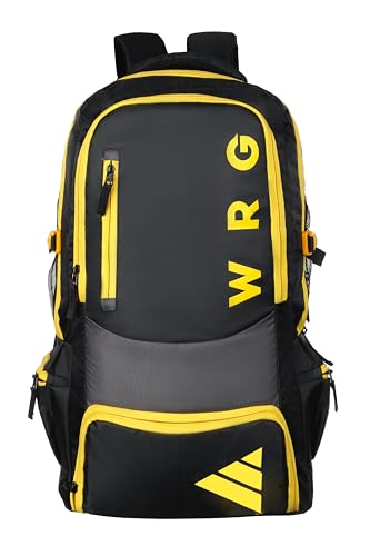 FEDRA 65 LTR Rucksack Travel Backpack for Trekking, Hiking with Shoe Compartment, Black and Yellow