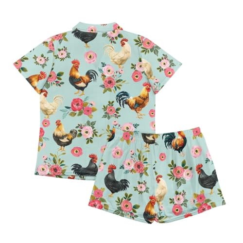 Image of Women's Short Sleeve Sleepwear Pajamas Nightwear with Pockets | skin-friendly breathable material resists pilling fading and deformation after repeated washing