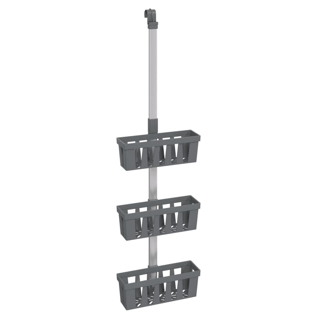 vidaXL Aluminum Shower Shelves - - Shower Hanger Shelf with 3-Tier Baskets Adjustable Shower Caddy Organizer - Modern
