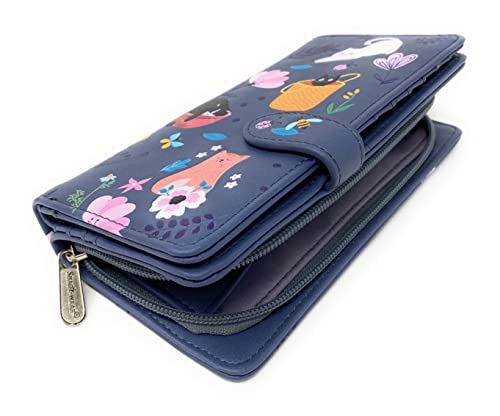 Shag Wear Cats in the Garden Large Wallet for Women and Teen Girls Vegan Faux Leather 7" Grey4