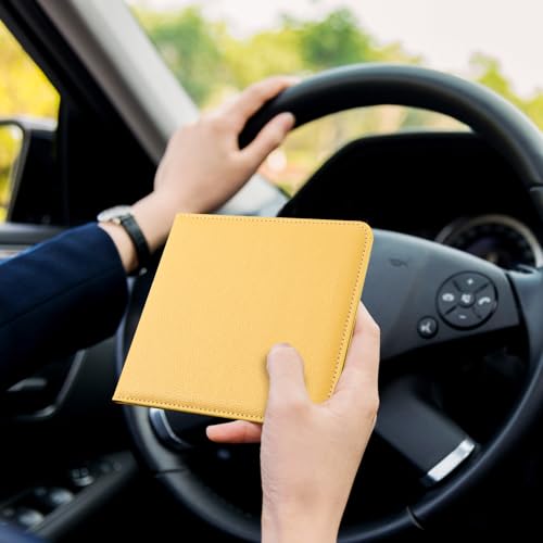 Image of CoBak Car Registration and Insurance Holder - Vehicle Glove Box Car Organizer, Auto Truck Comparment Accessories Case for Essential Document, Driver License, Cards (Mustard Yellow)