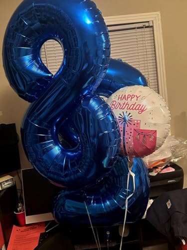 Image of 8 Balloon Numbers Birthday Decorations, 40In Navy Blue Balloons for Party | Eye-catching Appearance, Perfect Decorative Centerpieces, Convenient Self-sealing Structure, Widely for Various Occasions