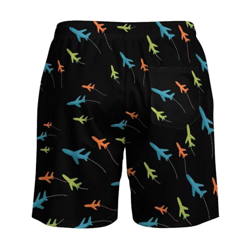 Airplane Mens Swim Trunks with Compression Liner Summer Quick Dry Beach Shorts with Pockets4