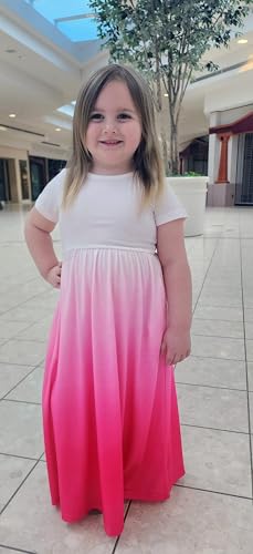 Image of Arshiner Girls Maxi Dress Long /Short Sleeve Casual Holiday Dress with Pockets for 5-13 Years