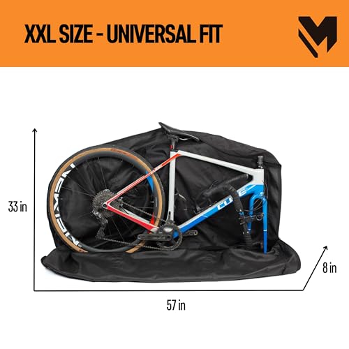 Lamaki Bike Travel Bag - Road & Gravel Bikes, MTB 26-29 Inch - Ideal for Travel & Transport - Only Remove the Front Wheel - Heavy Duty 1680D Nylon, Metal Zippers