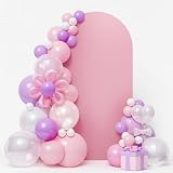 Picture of LEBENGURU Upgraded 6.6FT Open Arch Backdrop Cover, Dusty Pink Spandex Fitted Round Top Wedding Arches, Double-Sided U-Shaped Arch Chiara Stand Covers for Birthday Party Baby Shower Balloon Décor