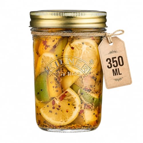 Image of Kilner Wide Mouth Preserve Jar 0.35L (350ml) Glass Storage Jar with Vacuum Seal Lid Ideal for Preserving Whole Fruits Vegetables Pickles Jams