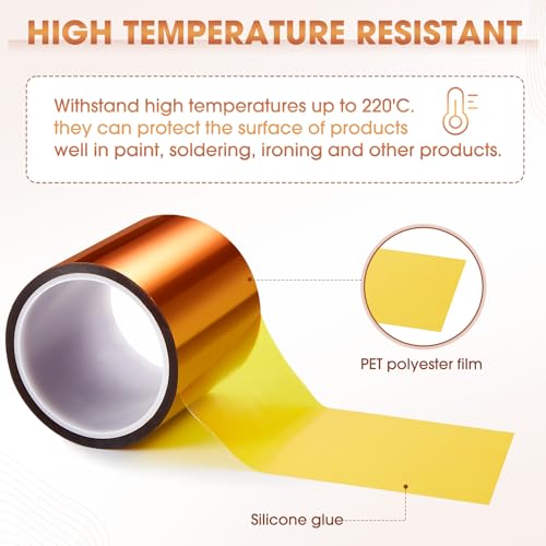 Image of Outus 2 Rolls Heat Transfer Tape 3.94 Inch x 108 ft Sublimation Heat Resistant Temperature Tape for Electronics Printing DIY Crafts on T-Shirt Fabrics, 100 mm Wide (Dark Brown)