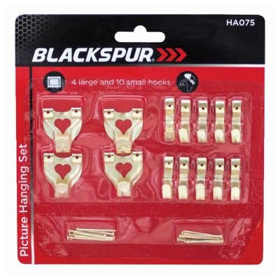 ebuyerfix Lot de 4 grands et 10 petits crochets en laiton plaqué pour cadre photo, cadre photo, mur dur, peinture sur cloison sèche, miroir, blanc ivoire Cover