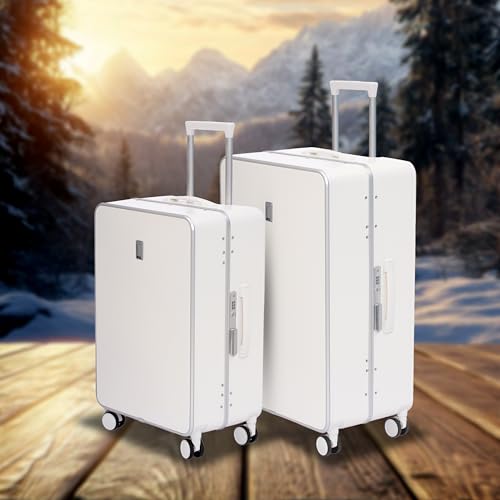 Image of SWISS MILITARY Black Gold Collection Lorenzo Hardsided PC Trolley Luggage Set of 2 (65cm Medium & 75cm Large) Suitcase with TSA Lock, 360 Wheels-Ideal for International Travel (70L,105L) White
