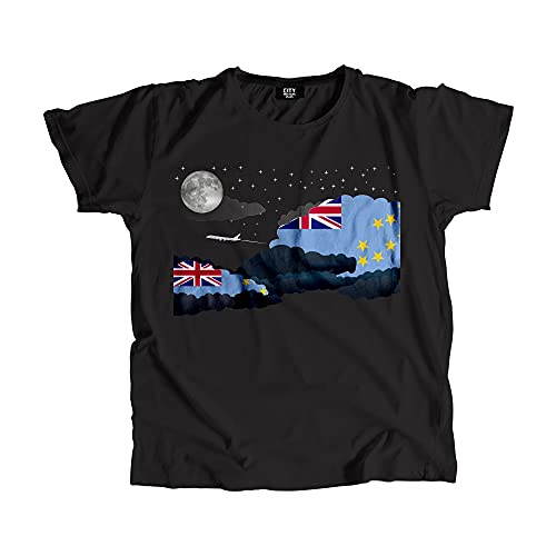 T-shirt Tuvalu Night Clouds col rond coton vêtement été mixte