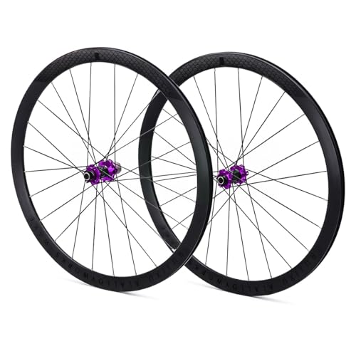 700C Bicicleta De Carretera Juego De Ruedas Eje Pasante Freno De Disco Altura 30/40/50mm Rueda 12 * 100mm/12 * 142mm 24H Llanta para 7-12 Velocidad Cassette(Purple,30mm)