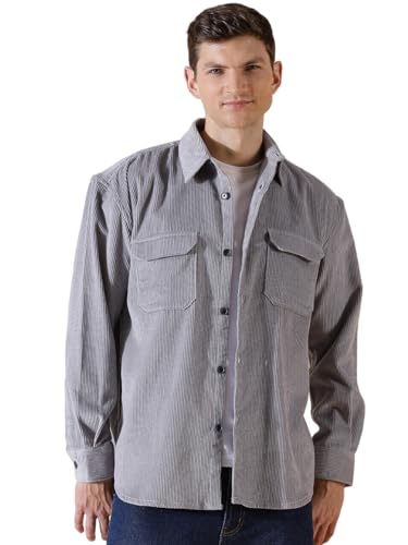 Image of Thomas Scott Men's Premium Spread Collar Double Pocket Corduroy Oversized Shackets