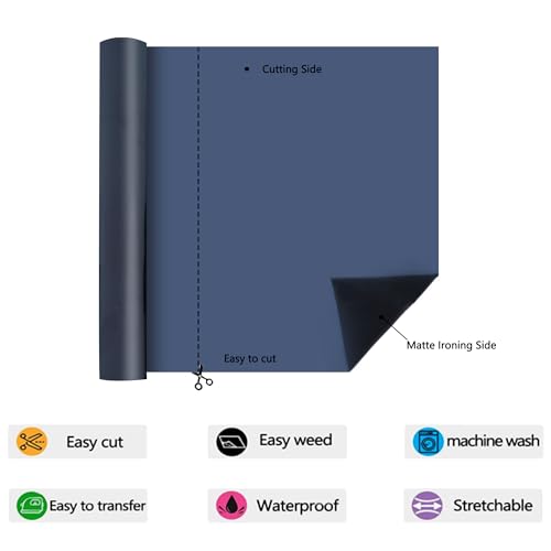 Image of HTVVETUR Heat Transfer Vinyl for T Shirt - 12 inch x 5FT Roll HTV Vinyl Iron on Vinyl, Easy to Cut & Weed (Matte Black)
