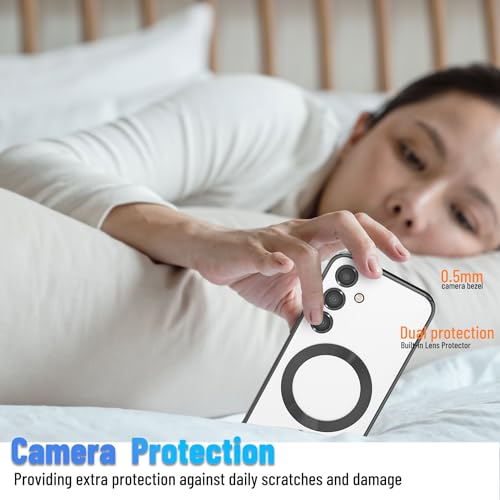 Image of Magnetic Case for Samsung Galaxy S24 Plus, Electroplated Clear Slim Phone Case with Camera Protection, Shockproof Compatible with MagSafe, Black