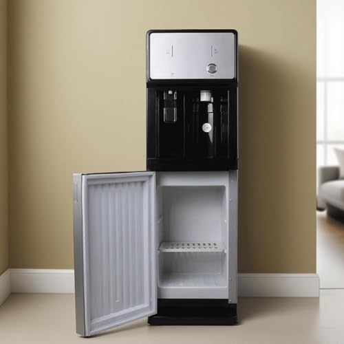 Dispensador de agua de pie de 3 temperaturas, con alimentación de red, con gabinete de almacenamiento y divisiones extraíbles, conectado a la red eléctrica, ideal for escuelas, hogares y oficinas.