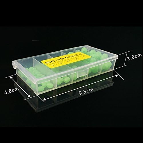 Miniatura 8 de OriGlam 100 cuentas de pesca con brillo luminoso de plástico suave, cuentas redondas, señuelos de pesca, cuentas de pesca de mar verde, herramientas
