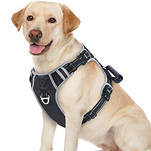 Idepet No Pull Dog Harness, 2019 Upgraded Adjustable Reflective Pet Vest Harness with Soft Handle Easy Control for Medium Large Dogs Training Walking