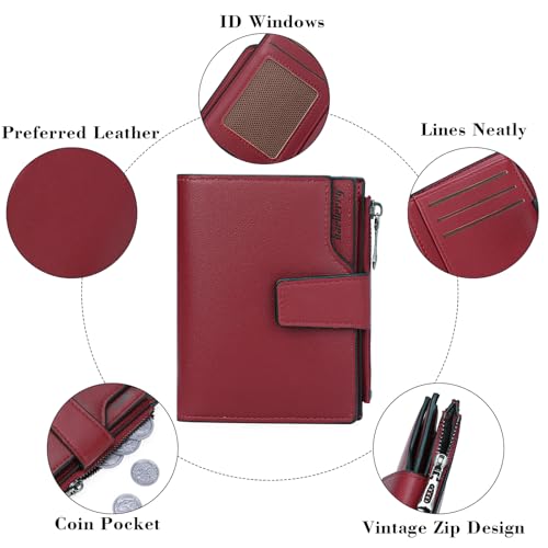 Image of Small Women Wallet Ladies Billfold Card Holder with Zipper Coin Pocket