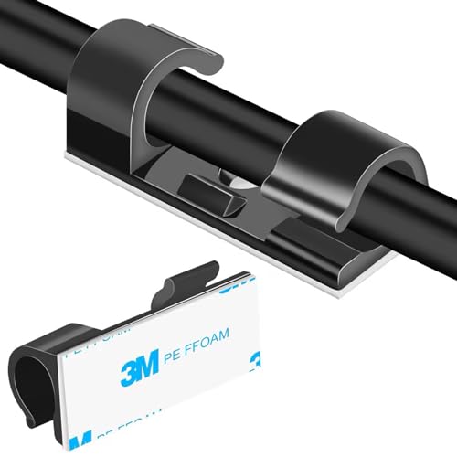 100 Pzs Abrazaderas para Cables, Soportes Adhesivos para Cables para Pared, Mantiene los Cables Ordenados Bajo Escritorios, Autos y Computadoras (Transparente) (1274-Negro) miniatura 1