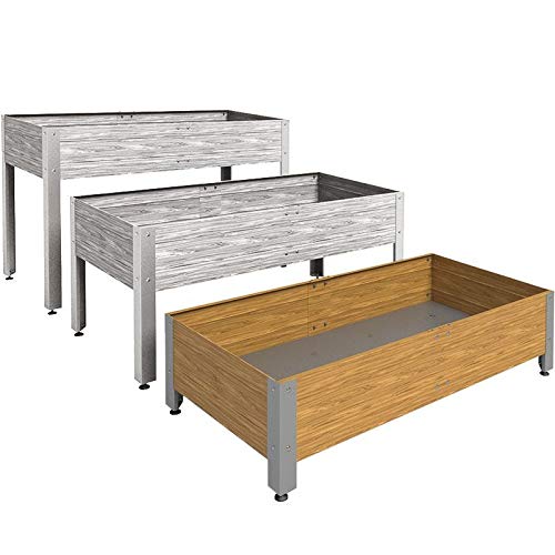 Suinga Tavolo da coltivazione in acciaio zincato effetto legno. Lunghezza 146 cm x larghezza 72 cm x altezza 40 cm. Modello Amsterdam Prodotto con Prodotti Capacità di 275 litri substrato o concime.