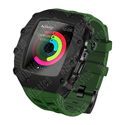 Bracelet silicone et coque montre carbone pour Apple Watch Series 9 8 7 45mm 44mm