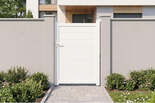 Casanoov Portillon EIGER 1x1,40m Aluminium Blanc – Design Plein Élégant et Moderne – Robuste Inoxydable Résistant Intempéries – Montage Facile...