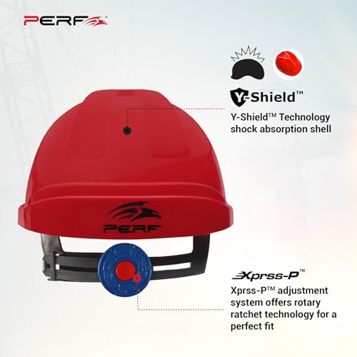 Image of PERF Safety Helmet for Construction & Outdoor Work|Easy 3D Fitting System for Any Head Size|Lightweight|8-Point Support Easy Impact Absorption Sweatband|XPrssPNV (Red)