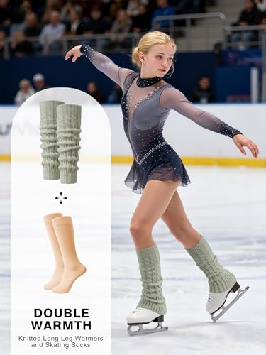 KUTTOR 6 Pairs Winter Leg Warmer for Women Skating Leg Warmer Sets Girls Knitted Long Boot Socks Ankle Warmers for Sports - Thumbnail 5