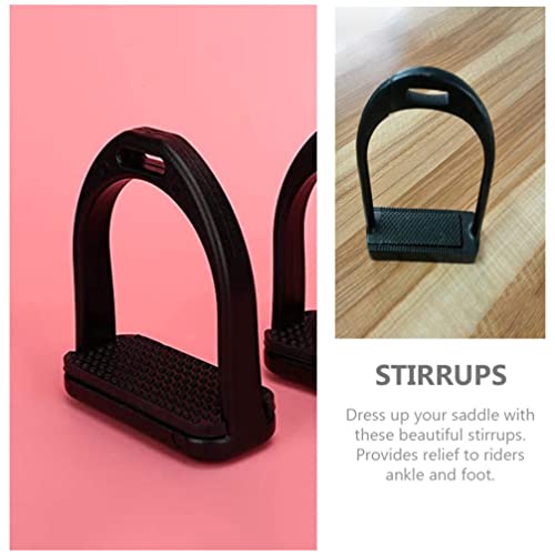 Gatuida 2 Stuks Paard Stijgbeugel Stijgbeugels Plastic Zadel Stijgbeugels Slijtvaste Stijgbeugels Voor Paardrijden (Zwart) - Afbeelding 4