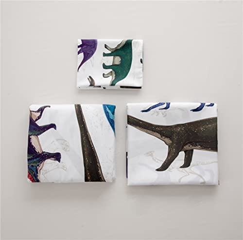 Mkikejoy Colorful Dinosaurs 3 Piece Kids Sheets 1 Fitted Sheet 1 Flat Sheet And 1 Pillowcase Microfiber Decorative Breathable Bed Sheet Set #TOP7