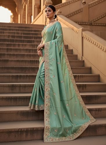 Image of Glory Sarees Women's Pure Soft Silk Banarasi Saree Traditional Embroidery Paisley Border With Blouse Piece (Qualamkars 103 Parent A)