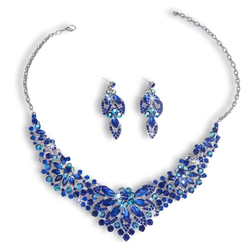 Image of Shining Diva Fashion Stylish Design Fancy Crystal Necklace Jewellery Set for Women | Trendy Celebrity Inspired Jewellery
