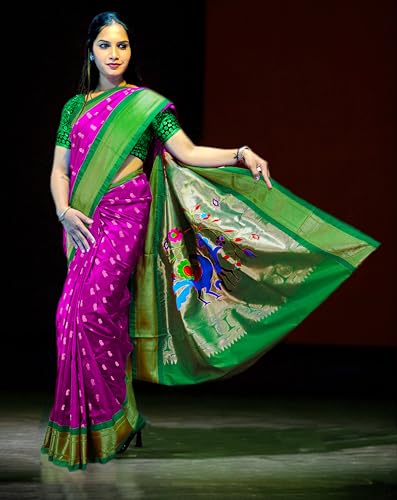 Spewim red paithani silk saree – image 2
