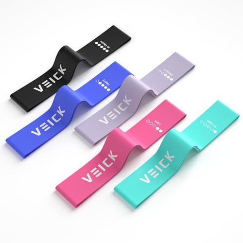 VEICK Resistance Loop Exercise Bands, Elastic Workout Bands for Men Women, Set of 5 Different Resistance Levels Stretch Band for Home Fitness Stretching Strength Training
