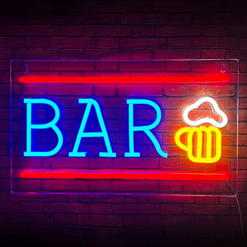 Letrero de neón para barra, luz de neón LED de cerveza para decoración de pared, letreros de barra de neón alimentados por USB, luces de neón de barra acrílica para cueva de...